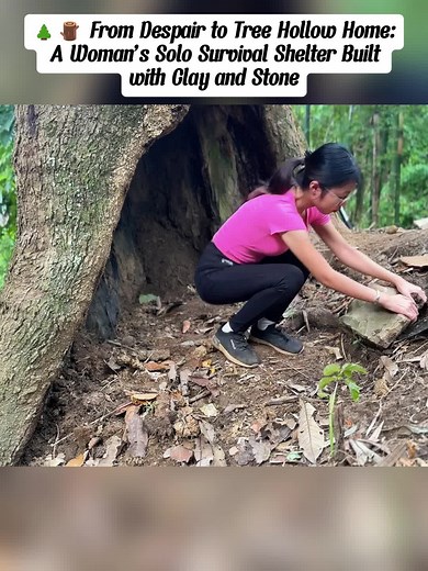 #TreeHollowShelter #WildernessSurvival #WomenBuilders #SoloHomestead #foryoupage