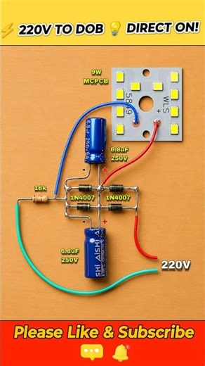 220V AC LED Bulb DOB Circuit | Transformerless LED Driver Circuit Diagram #viral #led #ledbulb
