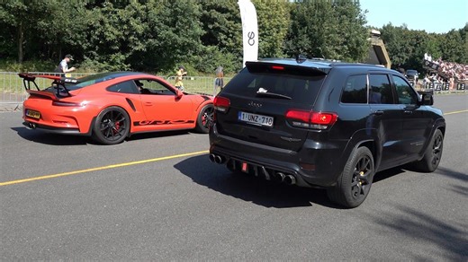 Porsche 991 GT3 RS vs Jeep Trackhawk drag race power