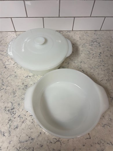 Vintage Anchor Hocking Fire-king Milk Glass Casserole Dishes With Lid. 1.5 and 2 Quart. - Etsy