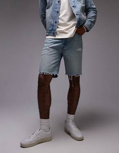 Levi's 501 Original straight distressed & back embroid cut off denim shorts in mid wash co-ord | ASOS