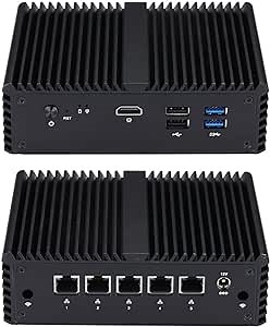Qotom Mini PC Q750G5 CPU Celeron J4125 Quad Core 2.0 Ghz 5X 2.5G LAN Ports Home Office Router Firewall - 16GB RAM 512GB SSD