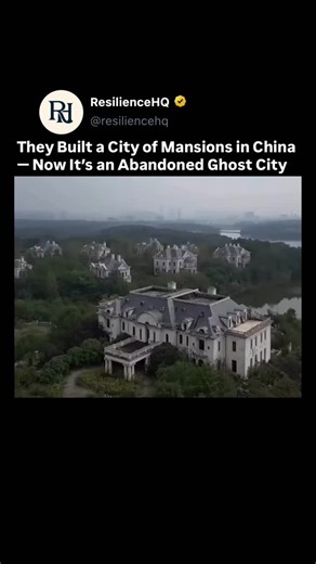 Resilience HQ on Instagram: "Developers once dreamed of creating a “Chinese Versailles” — a city filled with European-style mansions, marble staircases, fountains, and private lakes, built to symbolize luxury and power. Located in eastern China, the project was meant to attract the nation’s elite during the height of the property boom. But when China’s real estate bubble burst, funding collapsed, construction stopped, and the dream city was left to decay. Today, hundreds of grand villas stand em