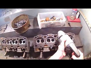 Grinding valve seats on a set of Small block Chevy heads (valve job)