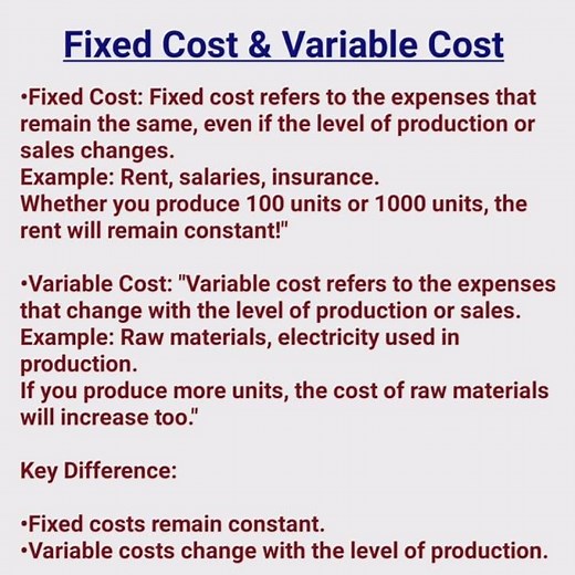 What is Fixed Cost & Variable Cost? Fixed Vs Variable Cost #economicsconcepts #shorts