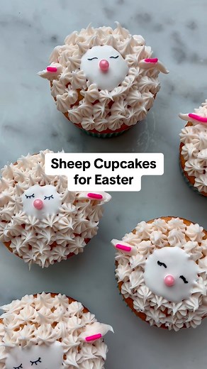 Can we all agree these sheep #cupcakes are the cutest thing you will ever make and eat?? #EasterRecipes #CupcakeRecipes #CupcakeDecorating | Good Housekeeping