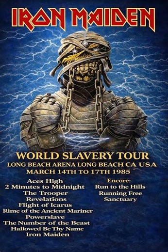 On This Day 1985 Iron Maiden Completed their 4 night stint at the long beach arena ca USA