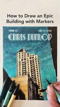 How do Draw an Epic Building with Markers. Art Tutorial. #shorts
