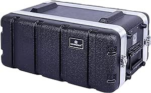 Crossrock Stackable 4U Rack Case, Shallow 14.25” Depth, Polyethylene Hard-shell Construction with Heavy Duty Hardware-Black(CRA9604US)