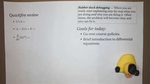 Introduction to the course (Diff. Eq.; Lecture 1-1; Spring 2026)