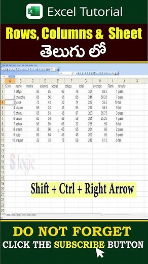 Excel లో Rows, Columns & Sheet #computerexcel #ytshorts #sheet @s-logictutorials
