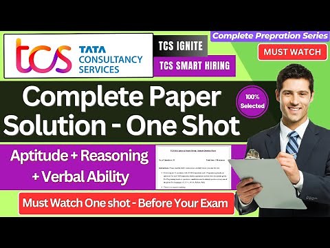 🔥TCS Smart & Ignite Complete Paper Solution in One Shot | Numerical Ability + Reasoning + Verbal