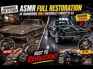 ASMR Full Restoration of Abandoned 1964 Chevrolet Corvette C2 – Metallic Black Rebuild & Test Drive
