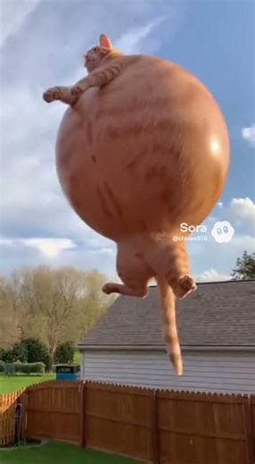 The cat puffed up like a balloon.