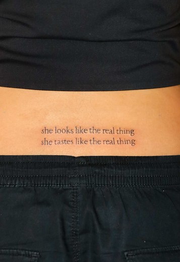 “she looks like the real thing, she tastes like the real thing” fake plastic trees by radiohead reference tattoo done by ck 🎶📻 📍maginhawa st. quezon city ✉️ open daily – message us to book #femaletattooartist #quezoncitytattooartist #tattoo #metromanilatattoo #quezoncitytattoo #filipinotattooartist #femininetattoo #filipinotattoo #lowerbacktattoo #radiohead #radioheadtattoo #edgytattoo #cooltattoo