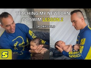TEACHING MY NEWBORN TO SWIM- Lessons #2 Floating and Rolling!