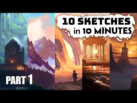 10 Sketches In 10 Minutes | Digital Speed Paint Timelapse | Concept Art