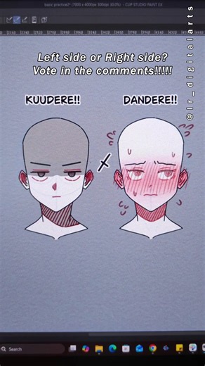 Manga Expressions: Dandere VS Kuudere 😭 #digitalart #shorts #drawing #art #digitaldrawing