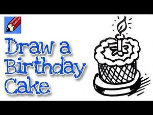 How to draw a birthday cake real easy | Step by Step with Easy, Spoken Instructions