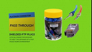 Platinum Connector RJ45 Cat6a/6 FTP snap in clips with Boots (50 count each) - pass through makes connector assembly much easier and less prone to miss-wiring