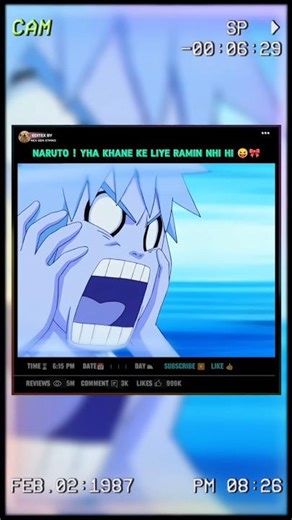 Naruto ! Yha Khane Ke Liye Ramin 🍜 Nhi Hai 😝🎀 || #shorts #viralvideo #trending #song #anime