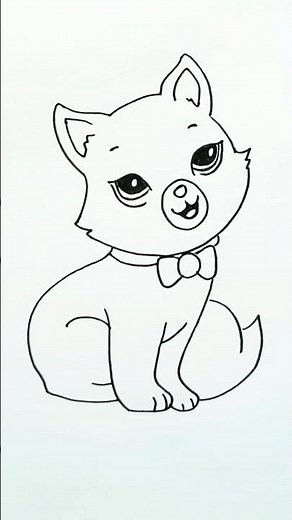 How to Draw a Cute Kitten with Bow – Easy Drawing for Kids & Beginners! #cutedrawing