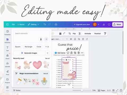 Diaper Raffle Printable – Minimalist Baby Shower Game, Editable Canva Template, Gender Neutral, Instant Download - Etsy