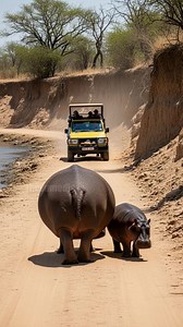 103K views · 1.1K reactions | Hippo stops an incoming safari car for good reason! | Vu Studios | Facebook