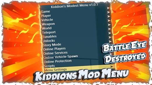 GTA 5 Kiddions Mod Menu with Battle Eye Byapssed FREE WORKING MOD MENU FOR GTA 5 ONLINE