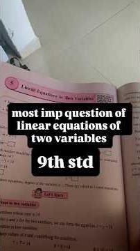 most imp question of linear equations of two variables 9th std #9thstdalgebra #final semester