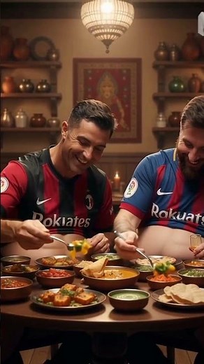 Ronaldo and Messi eating meal happily #remix #football #soccerplayer #messi #leomessi