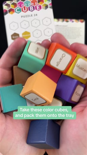 Take these colour cubes and pack them onto the tray in chroma cube level 24. follow the clues to determine how to put the puzzle pieces onto the board. #p#puzzlesolvingp#puzzlep#puzzlesp#puzzlemaster