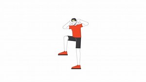 Young adult asian man doing exercise warm-up 2D character animation