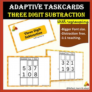 Three Digit Subtraction with regrouping | Math Fact Fluency TaskCards