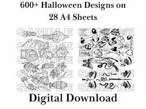 600  Halloween Tattoo Flash Designs: Horror Stencils (digital Download) - Etsy Australia