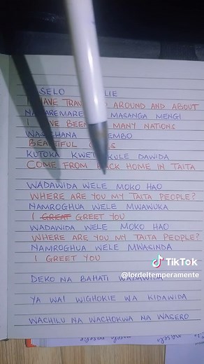 Wasichana Warembo Wadawida Hand Writing Lyrics