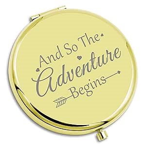 Inspirational Graduation Gifts Compact Makeup Mirror Class of 2024 Graduation Gifts New Adventure Gifts Graduation Gift for College High School Senior Master Graduation Gifts Folding Makeup Mirror