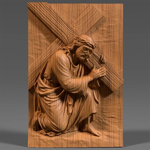 Jesus Carrying Cross 3D Model: Christian CNC Laser Engraving (STL Digital Download) - Etsy