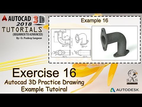 Autocad 3D Practice Drawing | Exercise 16 | Autocad 3D Example Tutorial