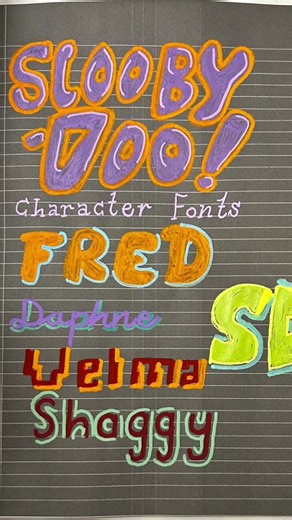 Hand lettering Scooby Doo Characters 🐾🐕💜💚