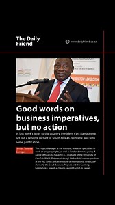 Terence Corrigan: "South Africa has chosen this course, largely disregarding what it means for doing #business ." For more visit the Daily Friend website or follow the link in our bio. | The Daily Friend