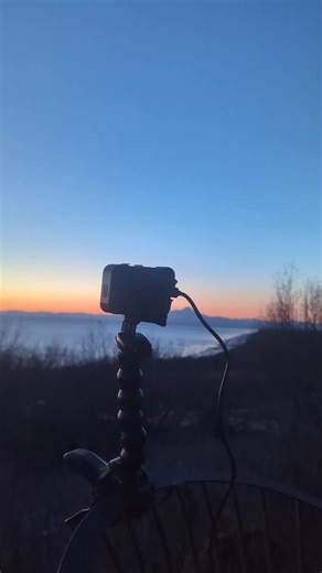Getting all set up for a time lapse of the Blood Moon over Mount St. Augustine Volcano. #alaska #sunset