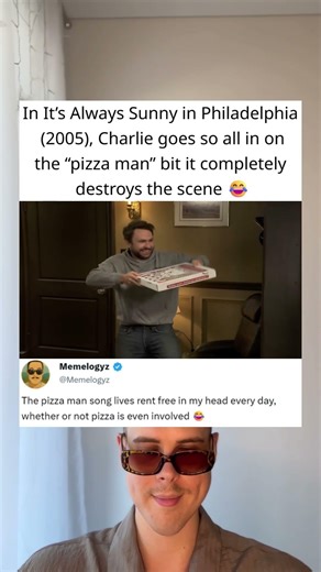 In It’s Always Sunny in Philadelphia (2005), Charlie Goes Too Far with the “Pizza Man” Bit 😂