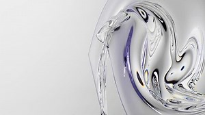 Overflowing liquid glass. Abstract composition with liquid-like forms resembling metallic, glass surfaces. Smooth, glossy texture with light reflections, creating a sense of depth, movement