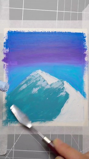 Easy Oil Pastel Drawing of Snowy Mountains