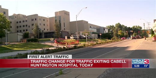 Temporary detours set up at Cabell Huntington Hospital exit near Hal Greer Blvd.