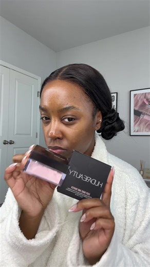 trying @Huda Beauty Easy Baked Pressed Setting Powder in Cherry Blossom🍒 #sephora #newatsephora #grwm #viral #makeup #brownskin #blackgirl #review #fyp #fypシ
