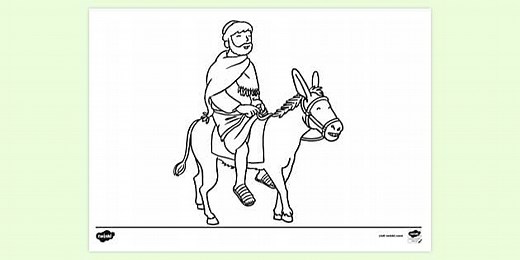 Jesus On A Donkey Colouring Sheet
