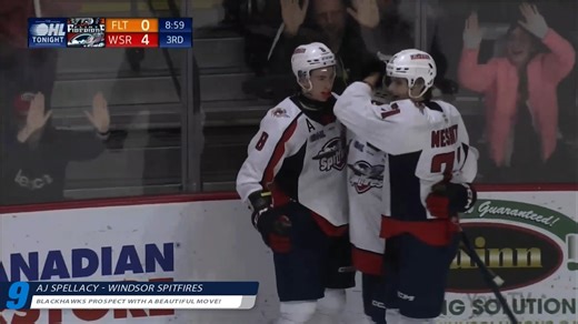 3.3K views · 41 reactions | Hitting rewind on the #OHL's top goals of the first half! 9⃣: Chicago Blackhawks prospect AJ Spellacy criss-crosses the Flint defence to bring the Windsor Spitfires fans to their feet!  | Ontario Hockey League | Facebook