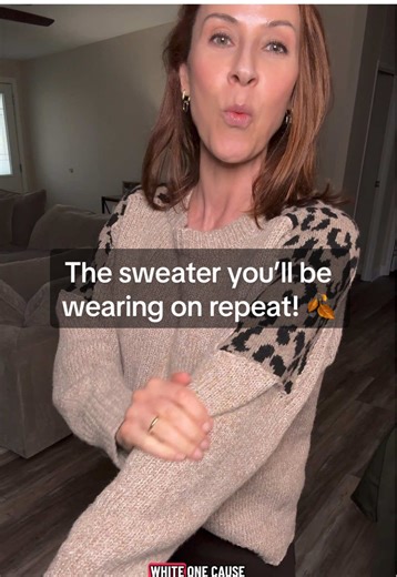 It’s not the softest sweater I own, but it’s honestly the perfect one. Medium weight, flattering fit, and that leopard detail just pulls it all together. #falloutfitideas #neutralfashion #cozyszn #tiktokshopblackfriday #tiktokshopcybermonday